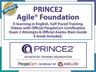 PRINCE2 Agile® Foundation E-Learning in English, Self-Paced Training Videos with Official PeopleCert Certification Exam 2 Attempts & Official Axelos Main Guide E-book Included