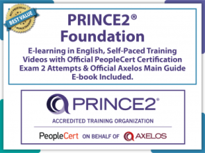 PRINCE2® 7 Foundation E-Learning in English, Self-Paced Training Videos with Official PeopleCert Certification Exam 2 Attempts & Official Axelos Main Guide E-book Included